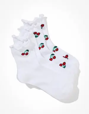 Cherry Ruffle Boyfriend Sock 2-Pack