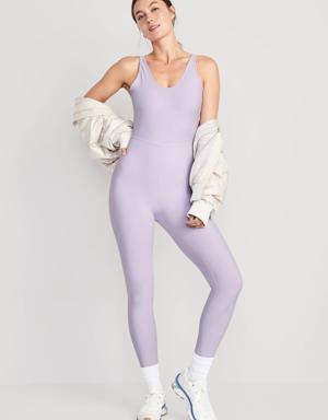 Sleeveless PowerSoft 7/8-Length Bodysuit for Women -- 25-inch inseam purple