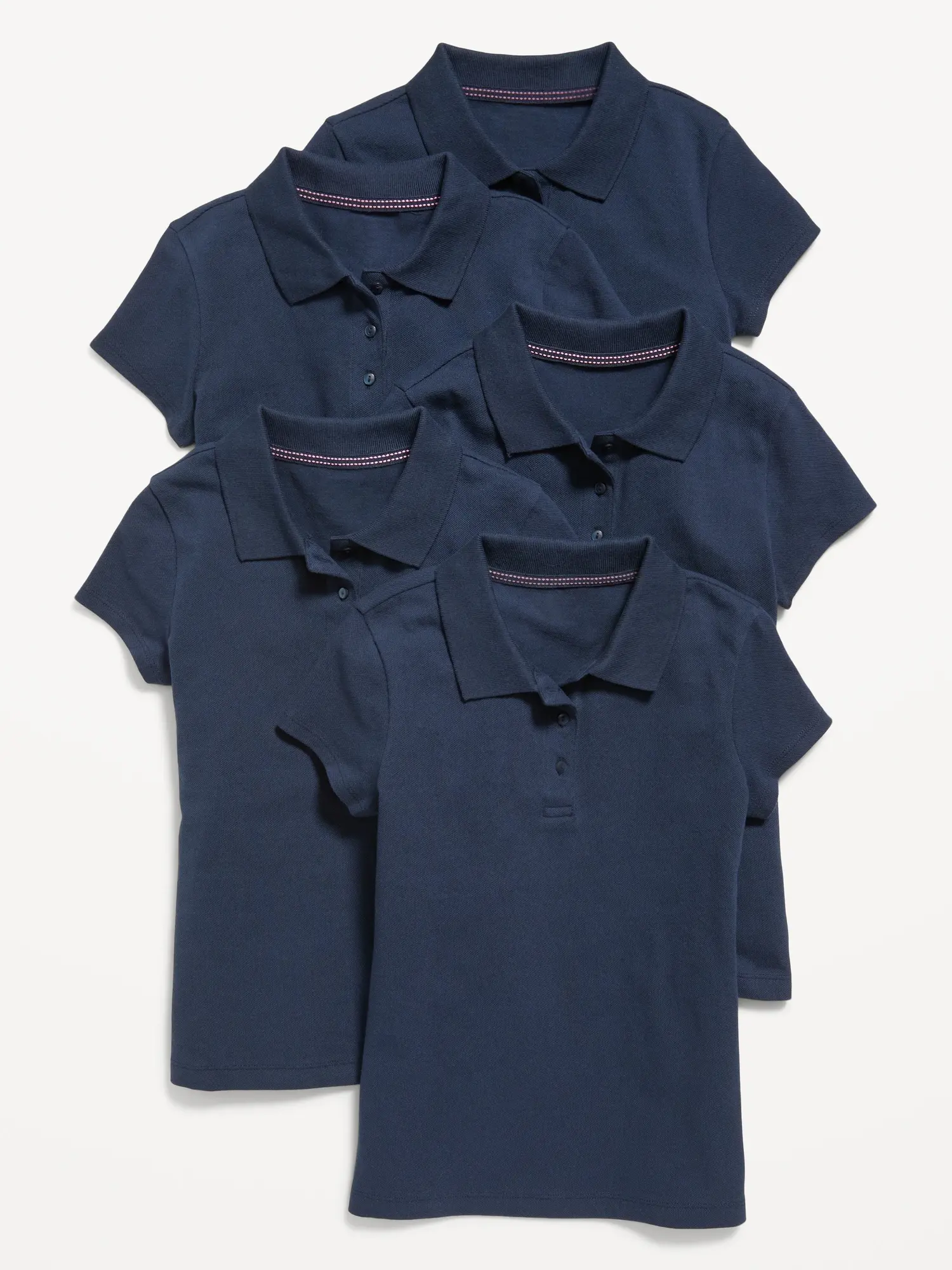Old Navy Uniform Pique Polo Shirt 5-Pack for Girls blue. 1