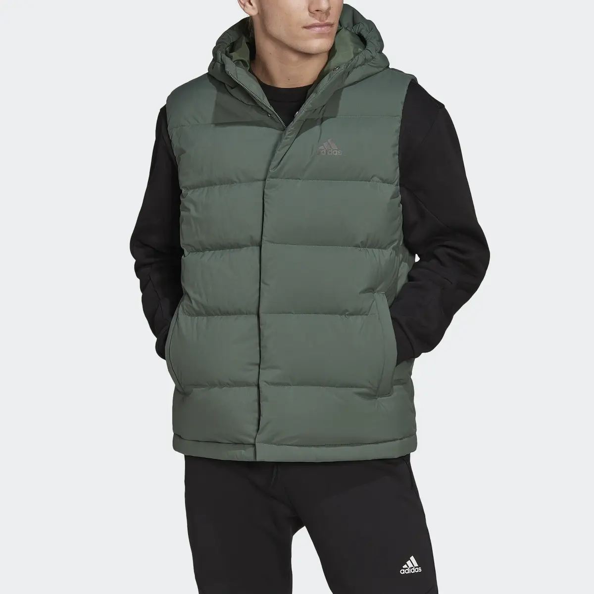 Adidas Helionic Hooded Down Vest. 1
