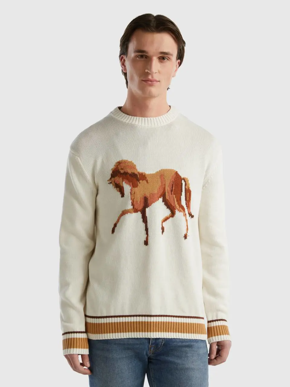 Benetton sweater with horse inlay. 1