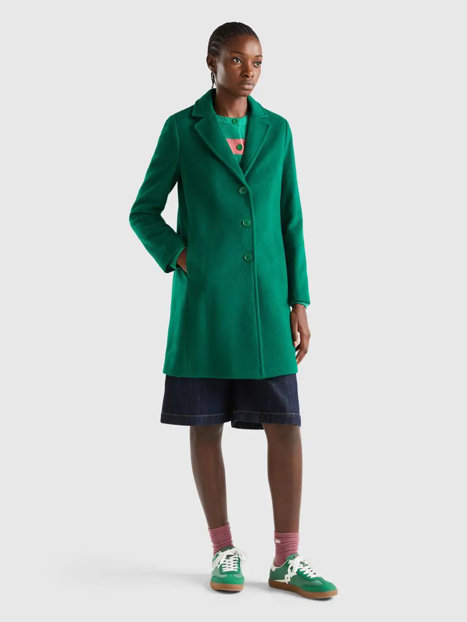 Benetton short coat in wool blend cloth. 1
