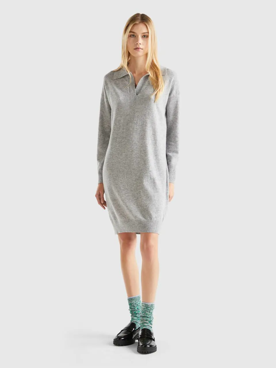 Benetton knit dress with collar. 1