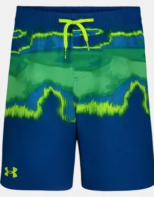 Boys' UA Vaporous Stripe Swim Volley Shorts