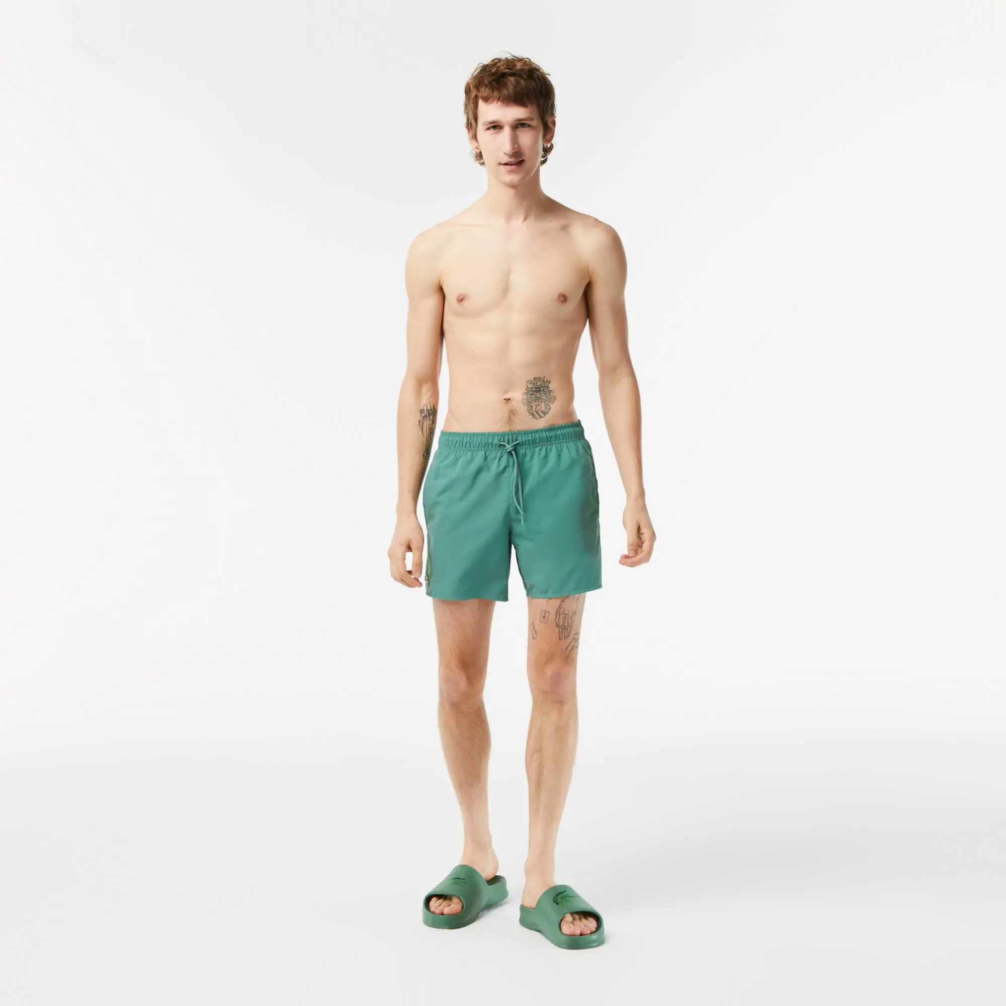 Lacoste Short de bain léger uni à séchage rapide. 1