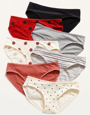 Patterned Bikini Underwear 7-Pack for Girls pink