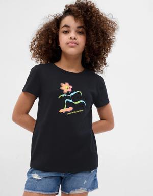 Kids 100% Organic Cotton Graphic T-Shirt black