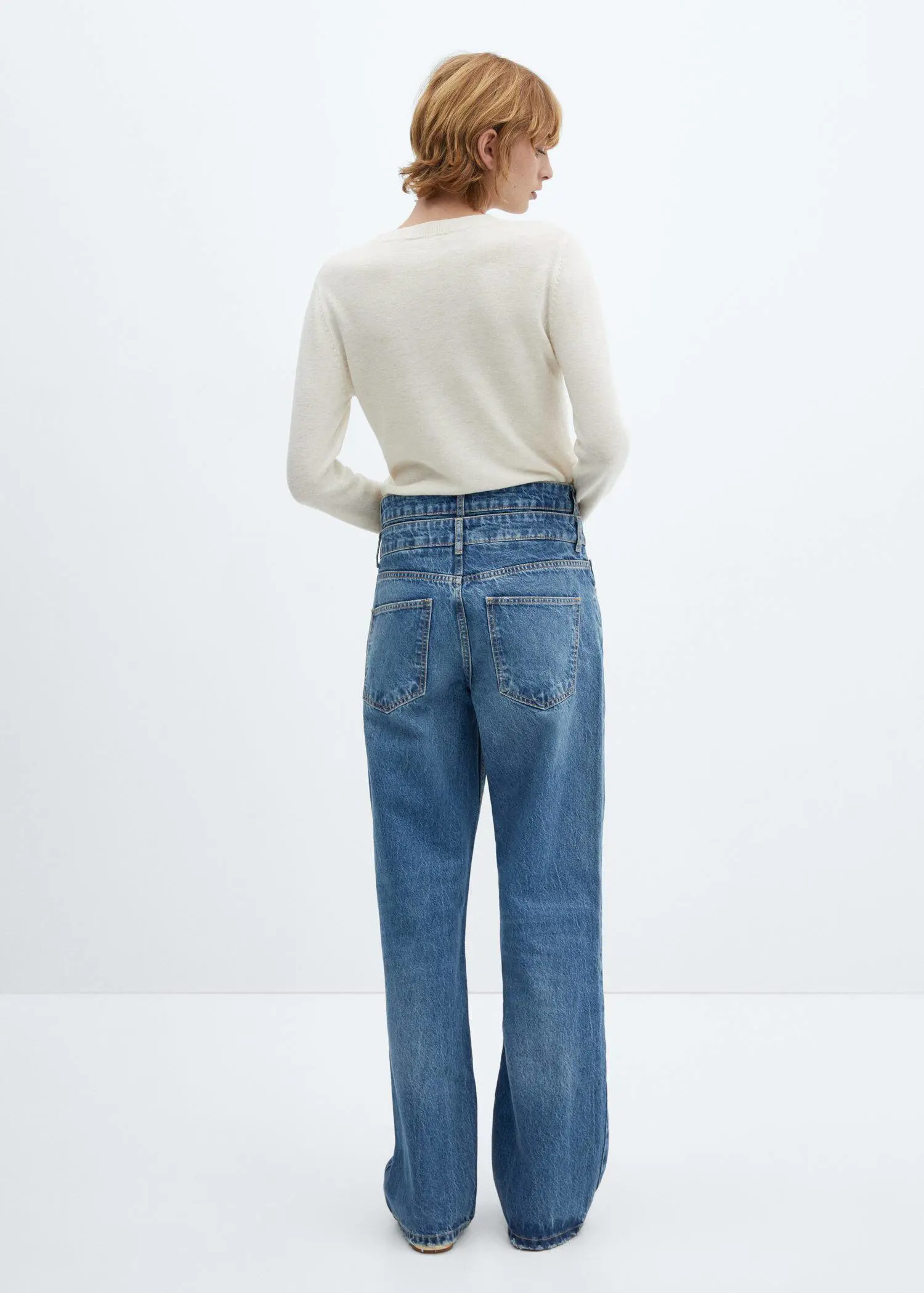 Mango Double-waist straight jeans. 3