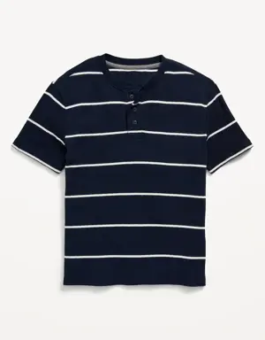 Short-Sleeve Rib-Knit Henley T-Shirt for Boys blue