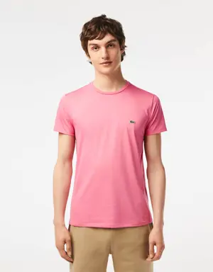 Lacoste T-shirt a girocollo in jersey di cotone Pima tinta unita
