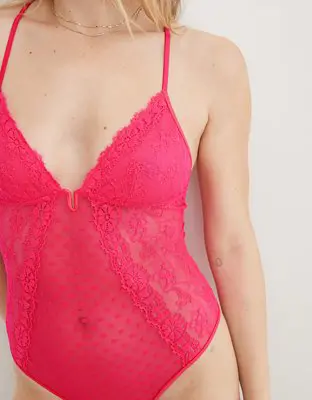 American Eagle Show Off Park Picnic Lace Plunge Bodysuit. 1