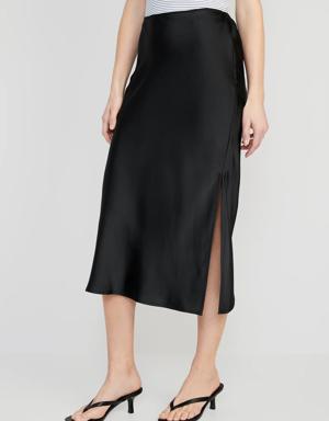 Old Navy Satin Midi Slip Skirt for Women black