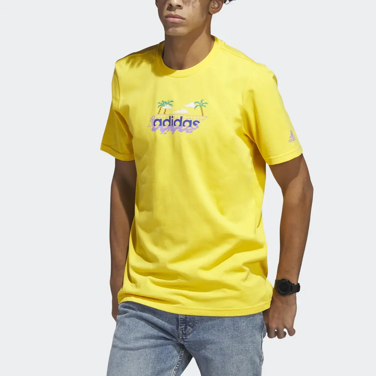 Adidas Playera Estampada Linear Beach-Bit Manga Corta. 1