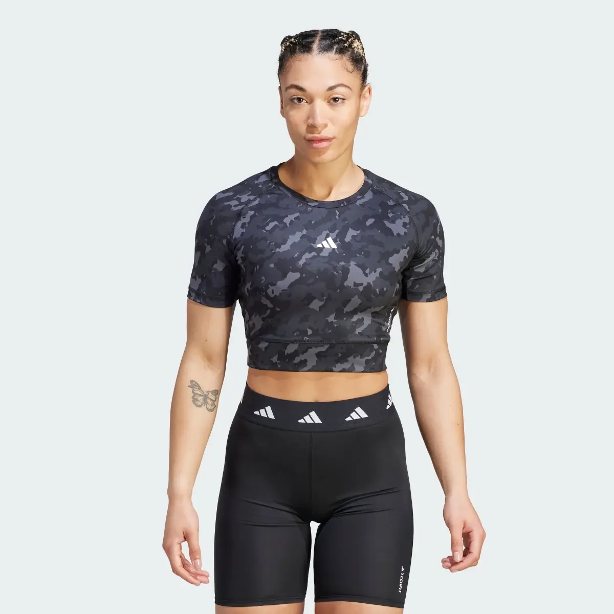 Adidas Techfit Camo Print Crop Training Tee. 2