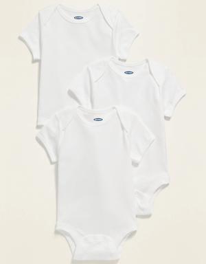 Unisex Short-Sleeve Jersey Bodysuit 3-Pack for Baby white