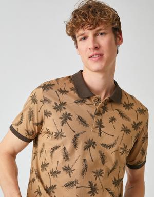 Palmiye Baskılı Polo Yaka Tişört