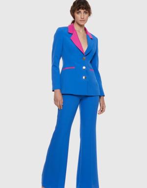 Contrast Collar Blue Suit