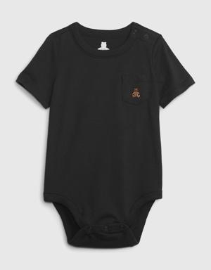 Baby 100% Organic Cotton Mix and Match Pocket Bodysuit black