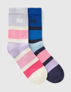 two pairs of striped socks