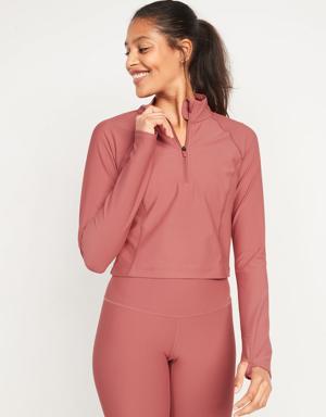 PowerSoft Cropped Quarter-Zip Performance Top for Women pink