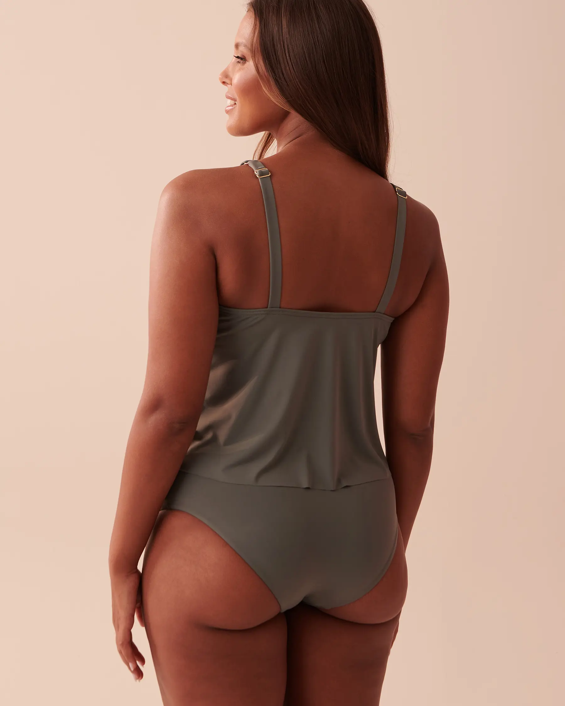 La Vie en Rose KHAKI GRAY D Cup Flowy Tankini Top. 2