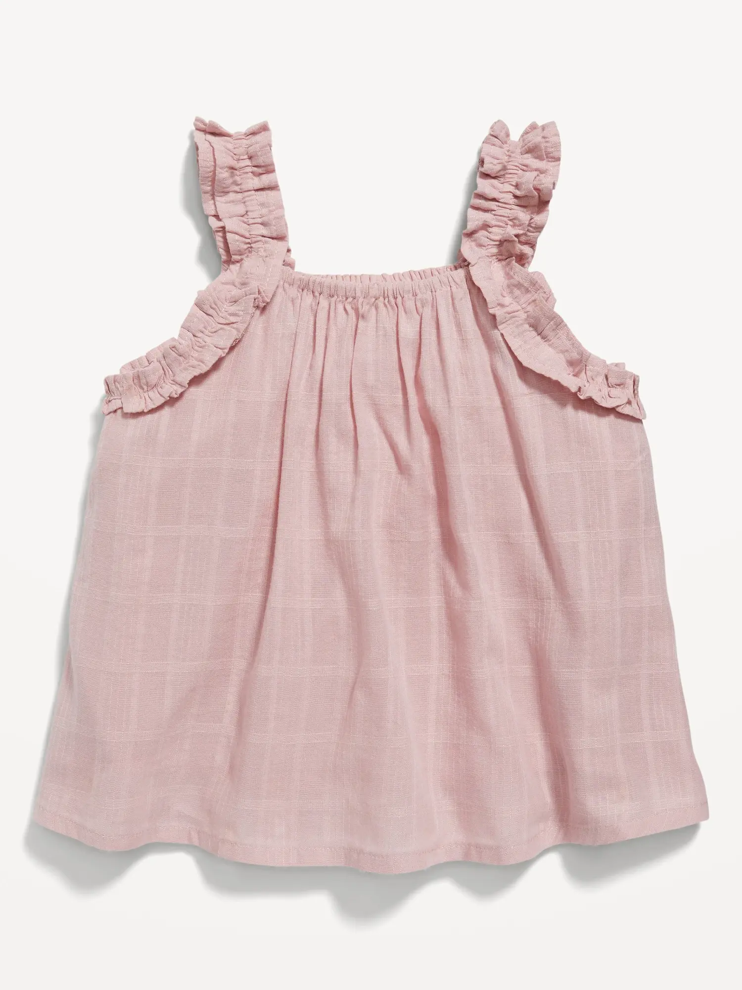 Old Navy Sleeveless Ruffle-Trim Windowpane-Plaid Top for Baby pink. 1