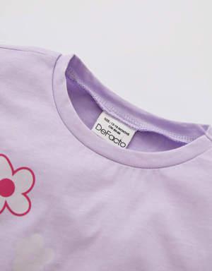 Kız Bebek Çiçek Baskılı Renk Değiştiren Kısa Kollu Tişört