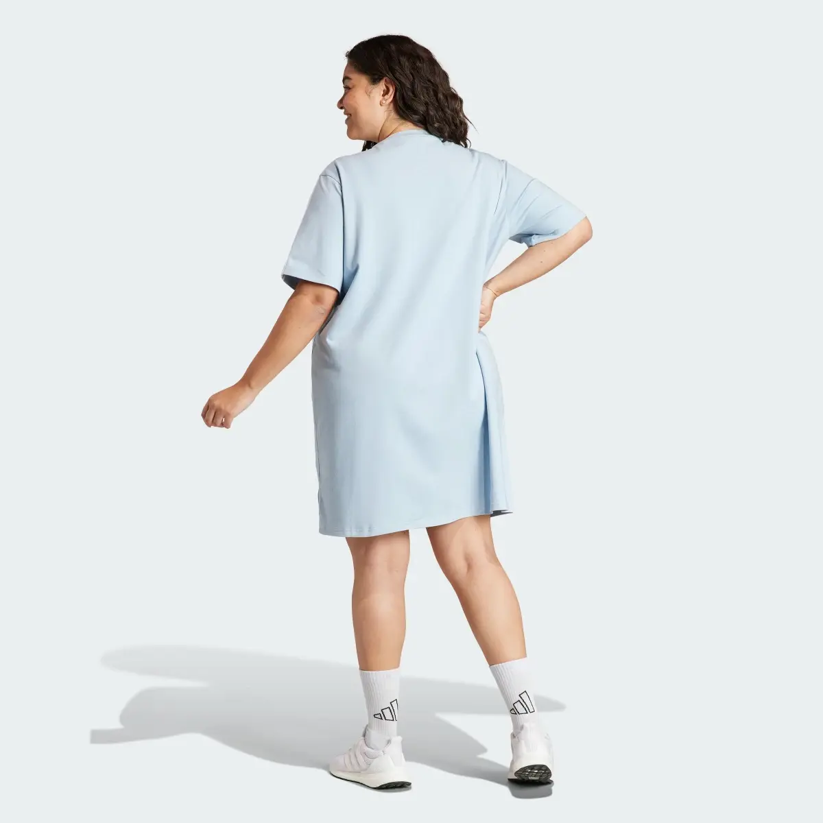 Adidas Essentials 3-Stripes Single Jersey Boyfriend Tee Dress (Plus Size). 3