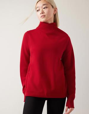 Cozy Karma Twist Neck Sweatshirt red