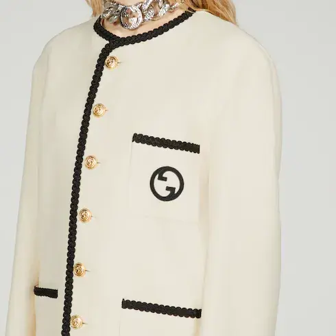 Gucci Wool tweed jacket with embroidery. 3