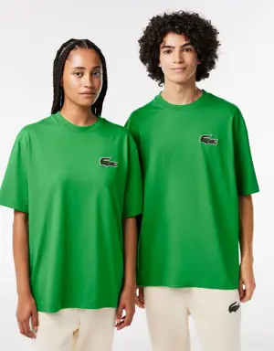 Lacoste T-shirt unisex in cotone biologico loose fit con coccodrillo grande