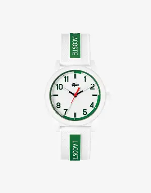 Reloj Rider blanco y verde con tres manecillas y correa de silicona