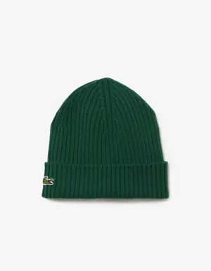 Lacoste Unisex Ribbed Wool Beanie