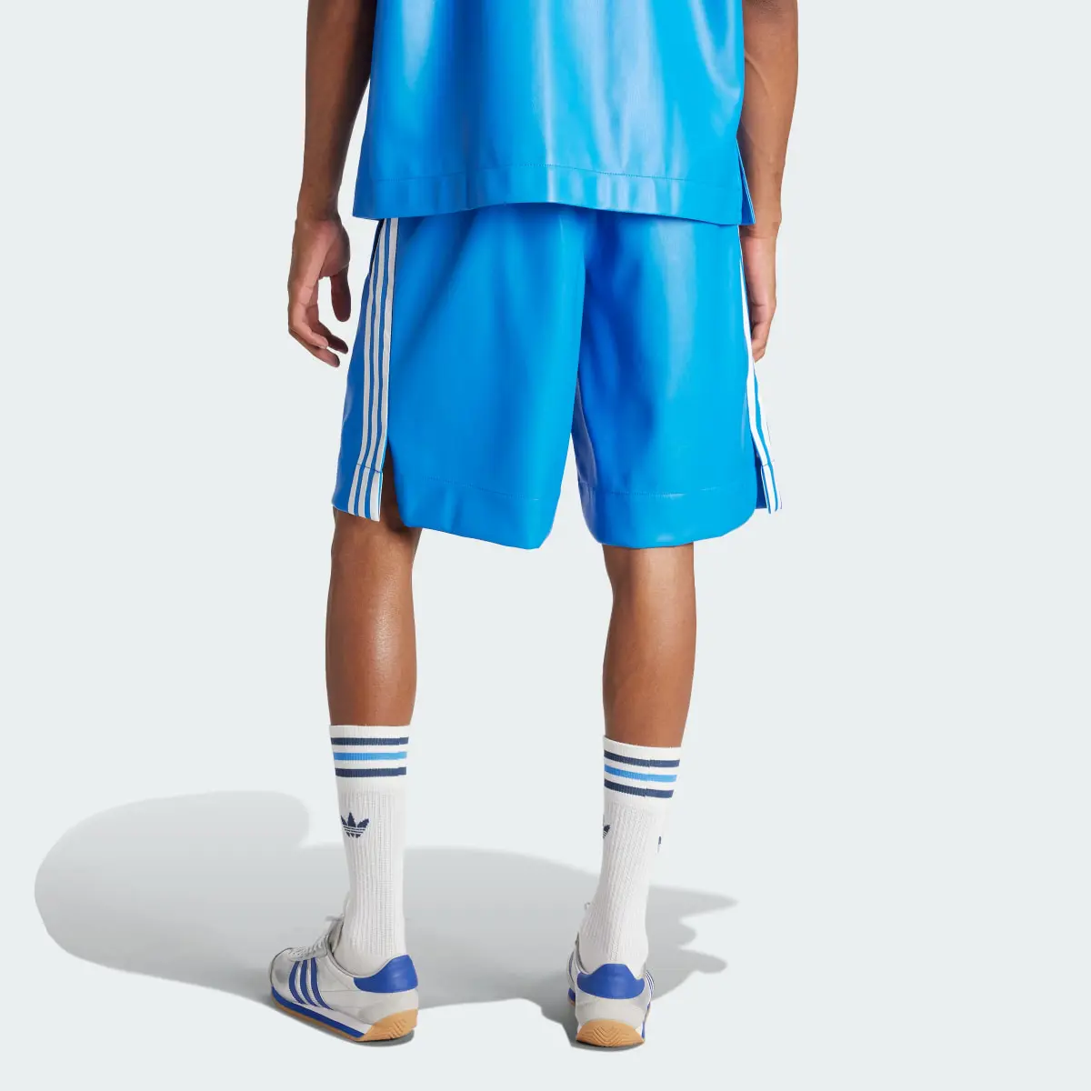 Adidas Faux Leather Adicolor 3-Stripes Shorts. 3