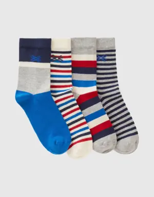 set of striped jacquard socks