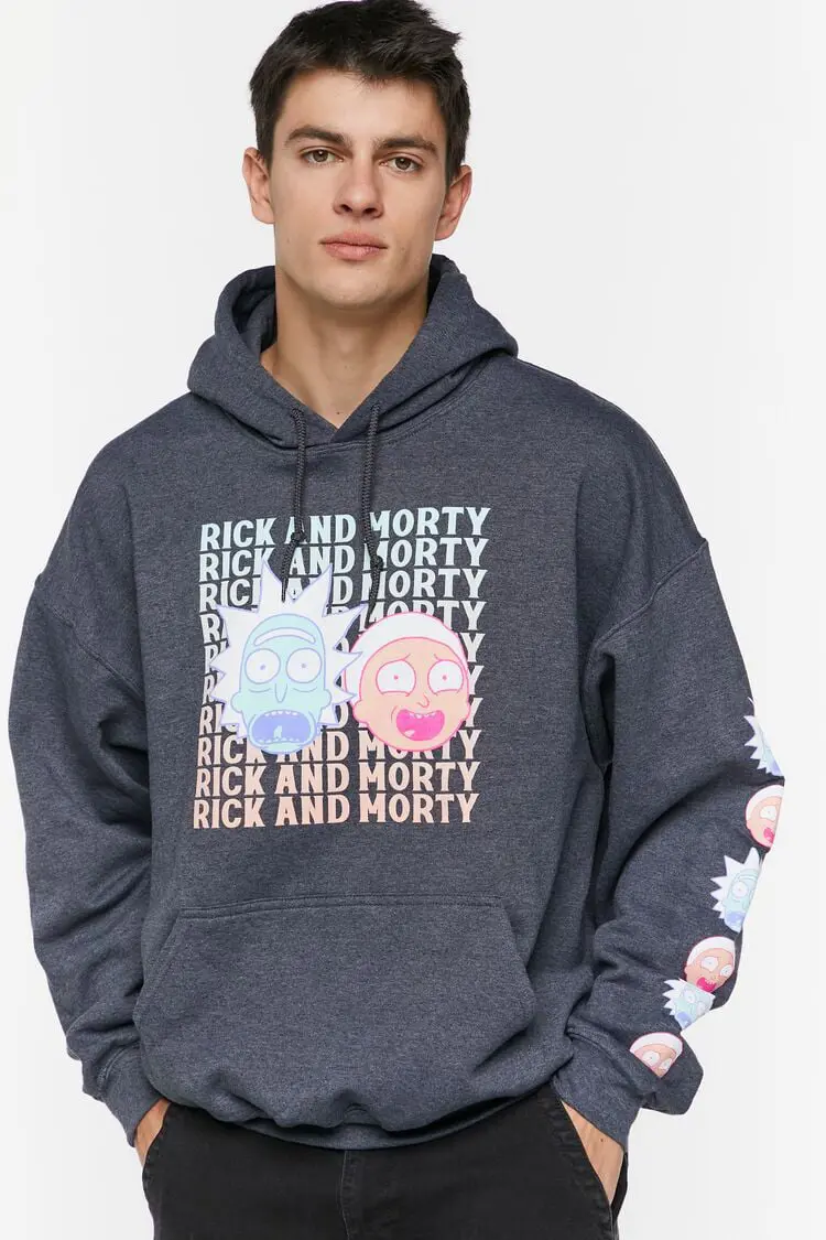 Forever 21 Forever 21 Rick &amp; Morty Graphic Hoodie Charcoal/Multi. 1