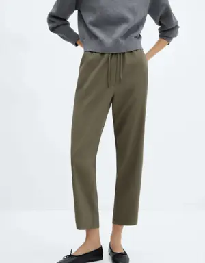 Mango Flowy straight-fit pants with bow