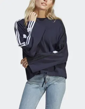 3-Stripes Sweatshirt with Chenille Flower Patches