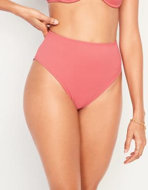 High-Waisted Printed French-Cut Bikini Swim Bottoms red