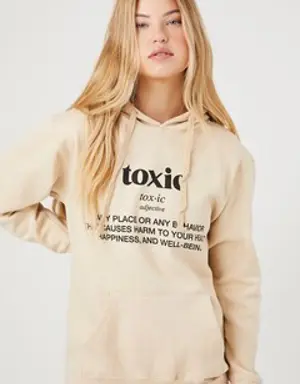 Forever 21 Toxic Graphic Fleece Hoodie Beige/Multi