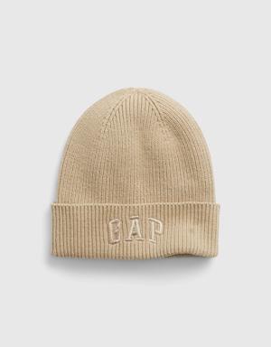 Kids Organic Cotton Gap Logo Beanie beige