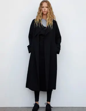 Oversized trench coat with tie