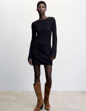 Black openwork knitted dress