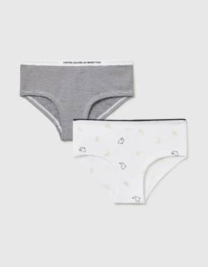 set of two pairs of briefs in stretch cotton