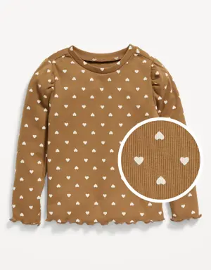 Printed Long Puff-Sleeve T-Shirt for Toddler Girls brown