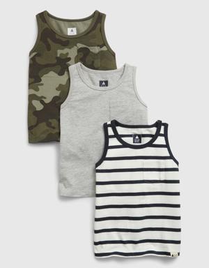 Toddler Organic Cotton Mix and Match Tank Top (3-Pack) blue