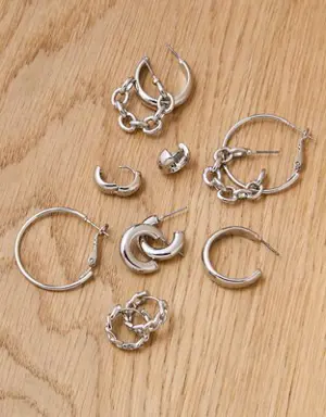 O Silver Hoop Earrings 6-Pack