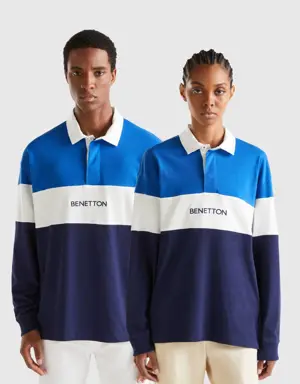blue rugby style polo