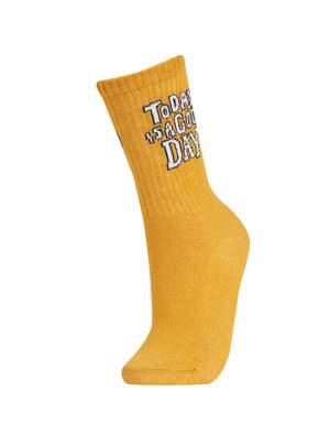 Kadın Slogan Desenli 3'lü Soket Çorap