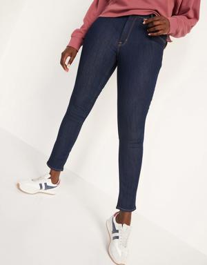 Mid-Rise Dark-Wash Skinny Jeans for Women blue